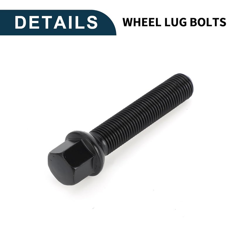 TUCKBOLD M14x1.5mm Ball Seat Wheel Lug Bolt for Volkswagen 19mm Hex 65mm Shank Length Sturdy | Extended Bolts Black 10 Pcs - Image 5